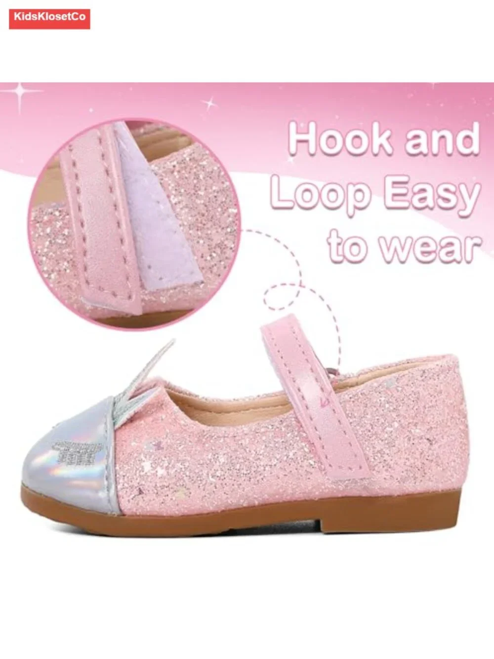 Baby Girls Sequin Mary Jane Flats Non-Slip Princess Dress Shoes